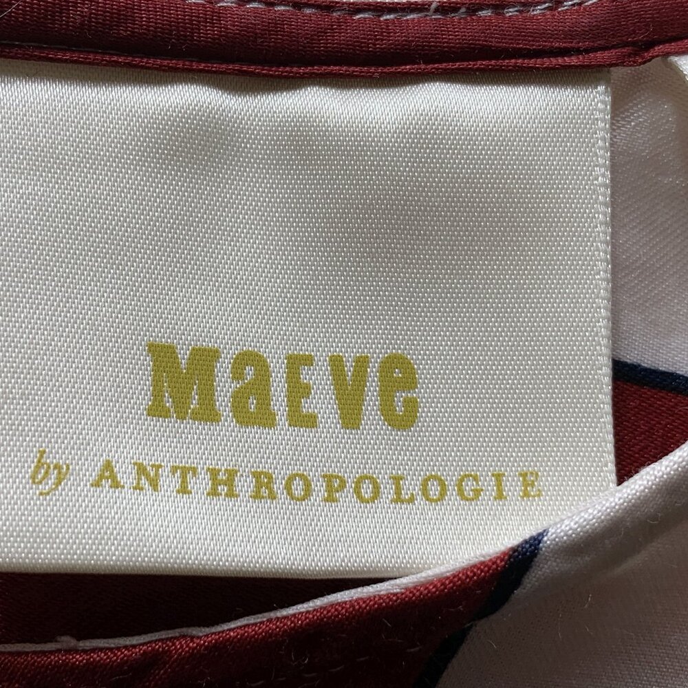 Maeve Maria Anthropologie Striped Red White Women's Top Sz 12 Balloon Sleeves - Picture 12 of 12